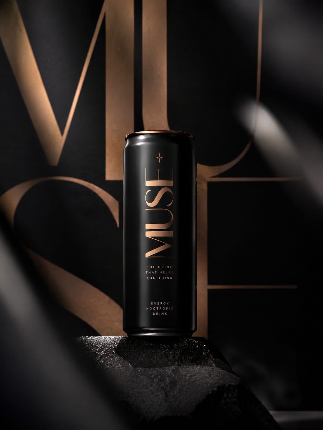Muse, a made-up nootropic drink Glen designed as a uni marketing project