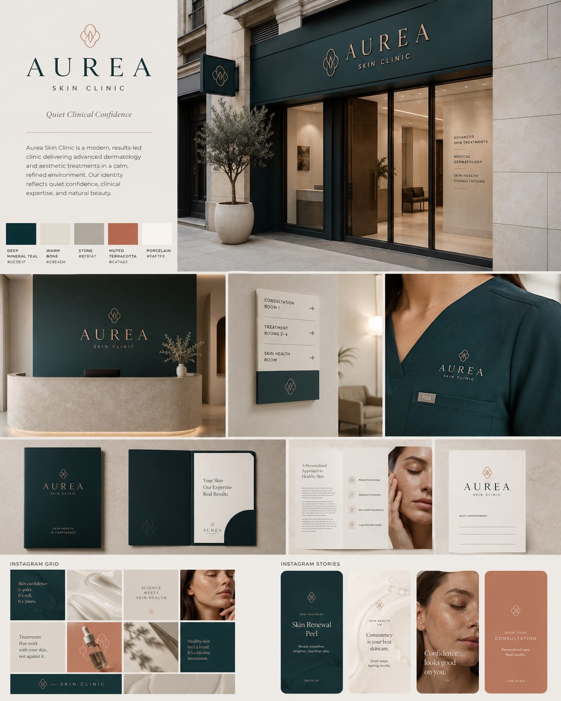 Aurea Skin Clinic brand identity board