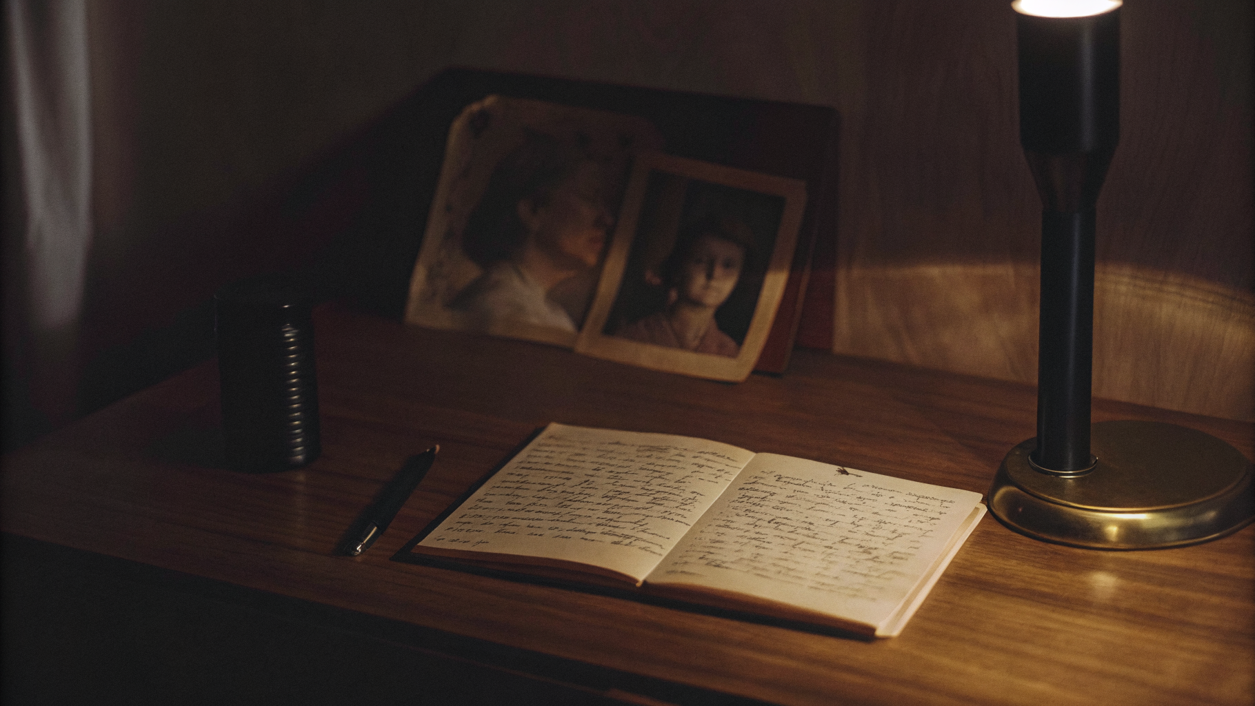 Editorial photograph of a single handwritten note beside a quiet device