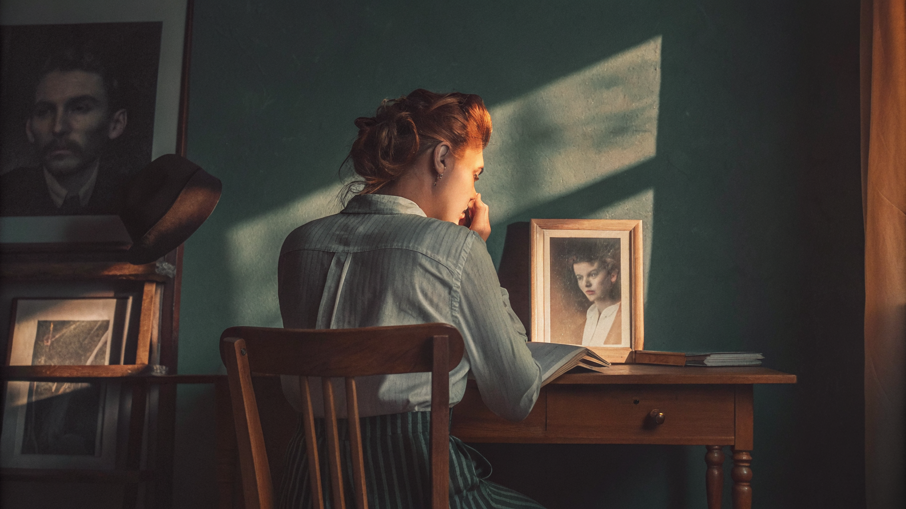 Editorial photograph of an empty chair at an ordered desk, calm and unhurried
