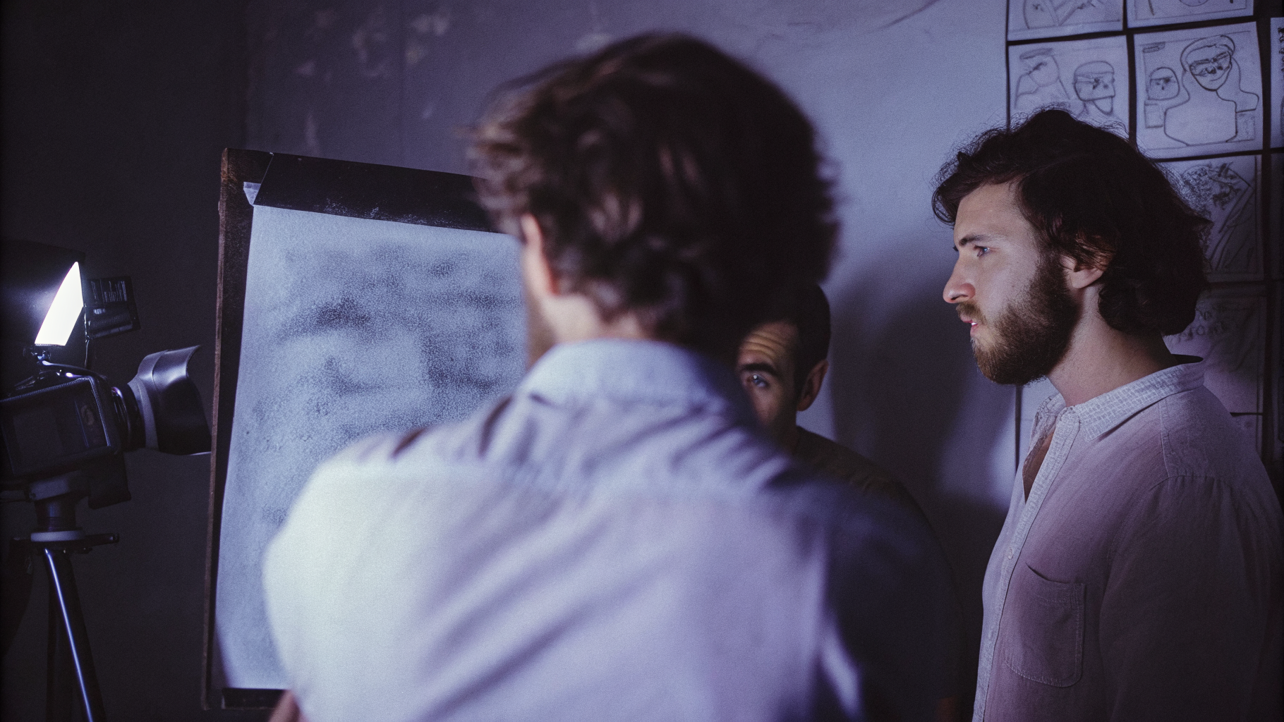 Editorial photograph of a working prototype pinned up mid-process